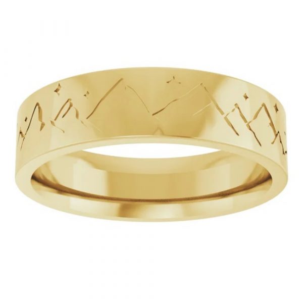 Mountain Yellow Gold Band Top