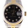 Pre-Owned Ladies Rolex Datejust (1988) Two Tone Black Diamond Dial Model 69173 Front Close