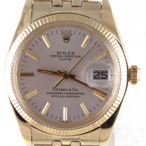 Pre-Owned Vintage Rolex Date Tiffany & Co. Dial (1978) 14k Yellow Gold 1503 Front Close
