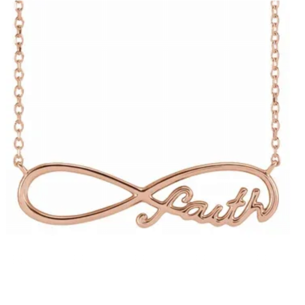 Rose Gold Faith Forever Infinity Necklace