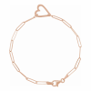 Rose Gold Paperclip Chain Bracelet with Heart