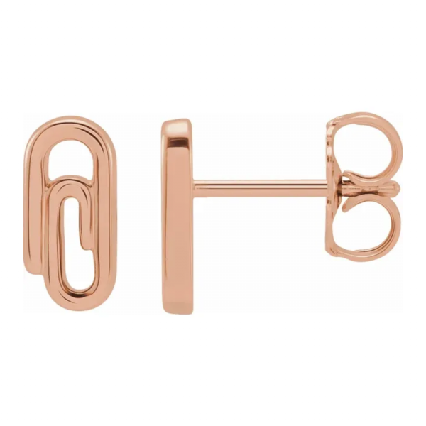 Rose Gold White Gold Cute Paperclip Stud Earrings