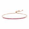 Stylish Adjustable Bolo Bracelet Rose Gold with Rubies