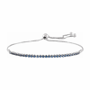 Stylish Adjustable Bolo Bracelet White Gold with Blue Sapphires