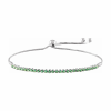 Stylish Adjustable Bolo Bracelet White Gold with Emeralds