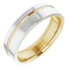 Two Tone Gold Off Center Line Wedding Band