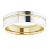 Two Tone Gold Off Center Line Wedding Band Top