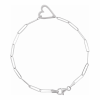 White Gold Paperclip Chain Bracelet with Heart