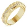 Yellow Gold Diamond Wave Band with Vine Detail