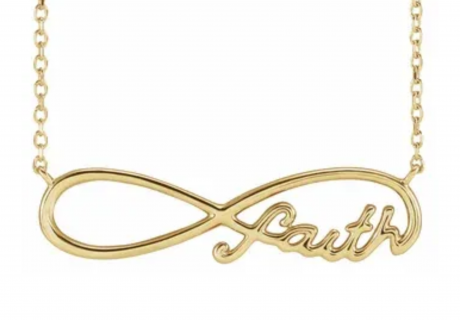 Yellow Gold Faith Forever Infinity Necklace