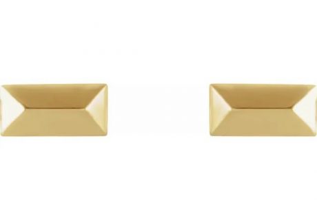 Yellow Gold Geometric Stud Earring Front