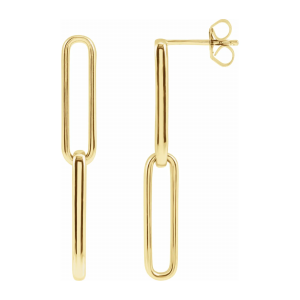 Yellow Gold Interlocked Gold Paperclip Dangle Earrings