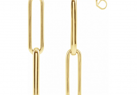 Yellow Gold Interlocked Gold Paperclip Dangle Earrings