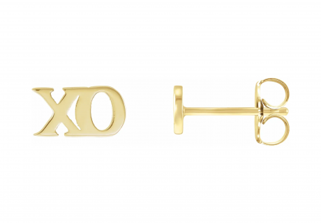Yellow Gold Petite XO Stud Earrings