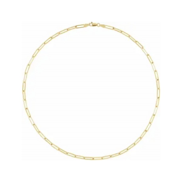 Yellow Gold Simple Paperclip-Style Bracelet