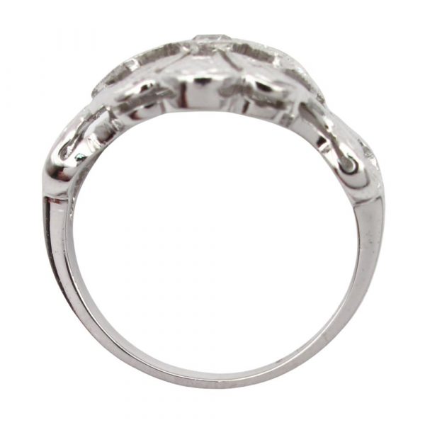 Art Deco Diamond Flower Ring White Gold Profile