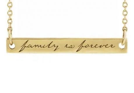 Family is Forever Yellow Gold Bar Necklace