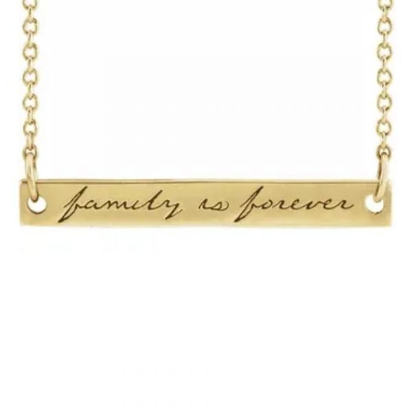 Family is Forever Yellow Gold Bar Necklace