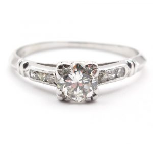 Half Carat Diamond Art Deco Engagement Ring Platinum