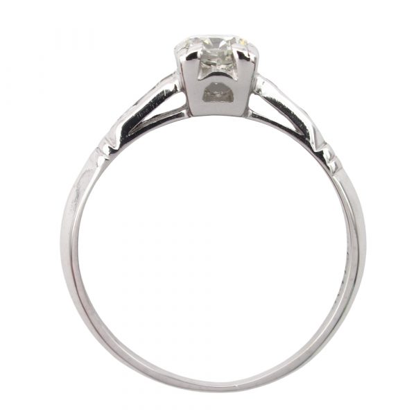 Half Carat Diamond Art Deco Engagement Ring Platinum Profile