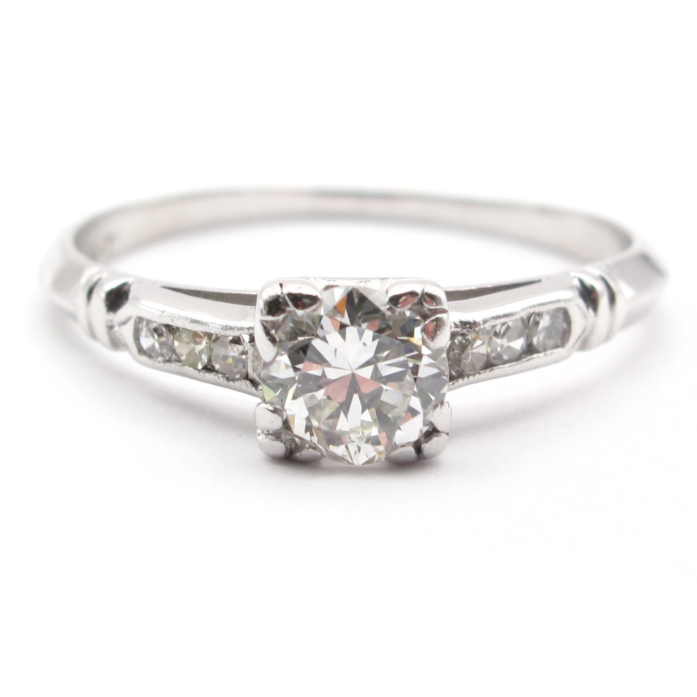 Art Deco Platinum Diamond Engagement Ring 0.57 ctw