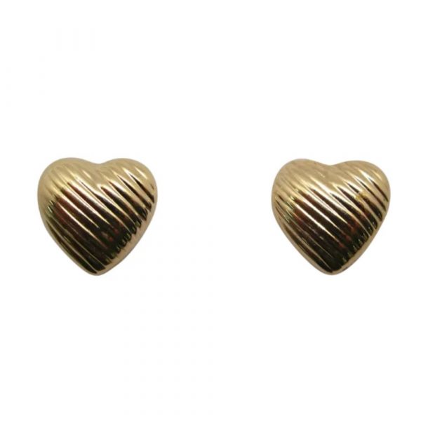 Textured Lined Heart Earrings Studs