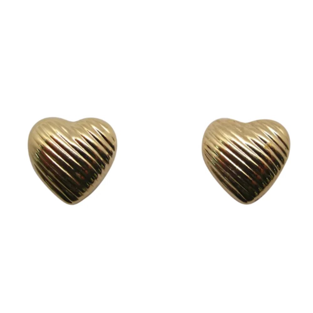 Lined Heart Earrings 14k Studs