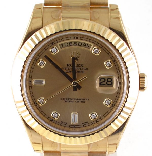 New Old Stock Unworn Rolex 41MM Day-Date II President (2011) 18kt Yellow Gold 218238 Front Close
