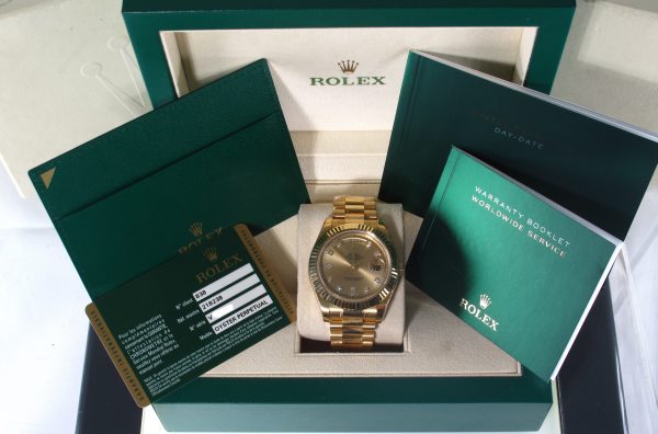 New Old Stock Unworn Rolex 41MM Day-Date II President (2011) 18kt Yellow Gold 218238 b and p
