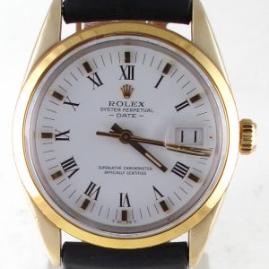 Pre-Owned Rolex Dat (1981) Yellow Gold Shell Over Stainless Steel Model 15505 Front Close