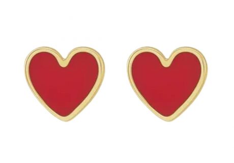 Red heart earrings studs