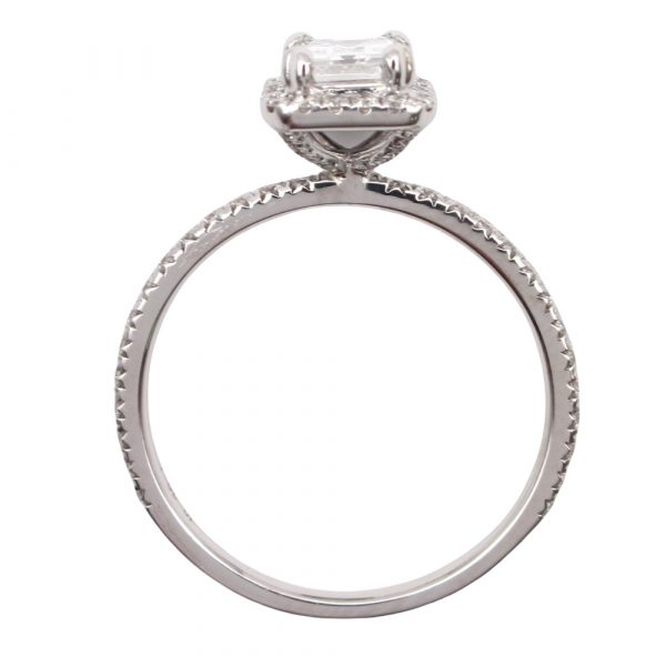 1 Carat Emerald Diamond Halo Engagement Ring Profile