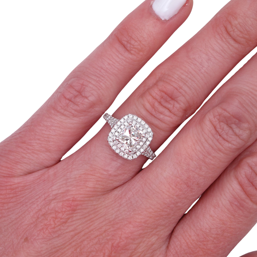 1.1 Ct Pave Halo Round Cut Diamond Engagement Ring I1 H White Gold 18k  Treated | eBay