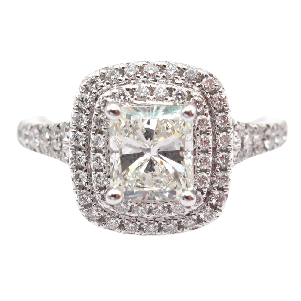 Vintage Double Halo Princess Cut Moissanite Engagement Ring – MSBLUE Jewelry