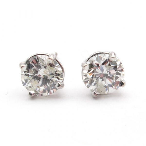 1.25 Carat Diamond Stud Earrings White Gold