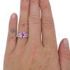1.94ctw Natural Pink Sapphire Engagement Ring 18k White Gold Modeled