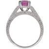 1.94ctw Natural Pink Sapphire Engagement Ring 18k White Gold Profile