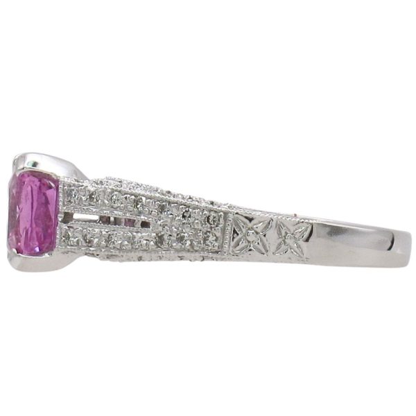 1.94ctw Natural Pink Sapphire Engagement Ring 18k White Gold Side
