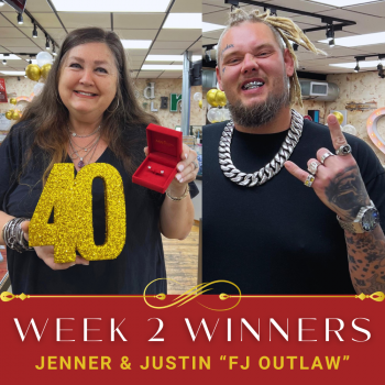Jennifer and Justin win in the Arnold Jewelers 40th giveaway 