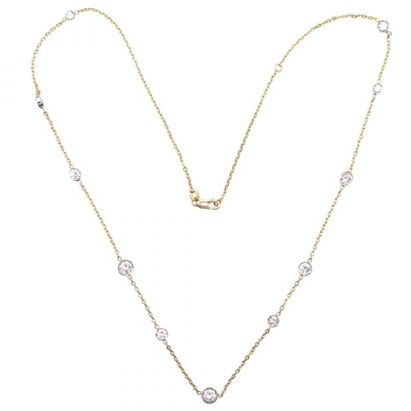 2 Carat Diamond by the Inch Necklace Gold
