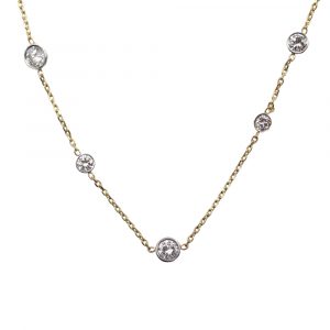 2 Carat Diamond by the Inch Necklace Gold Closeup