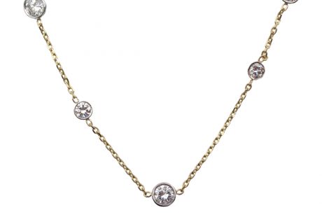 2 Carat Diamond by the Inch Necklace Gold Closeup