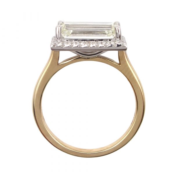 2 carat baguette diamond halo ring profile