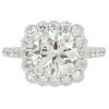 3.44ctw Diamond Scallop Halo Engagement Ring 14k White Gold GIA front