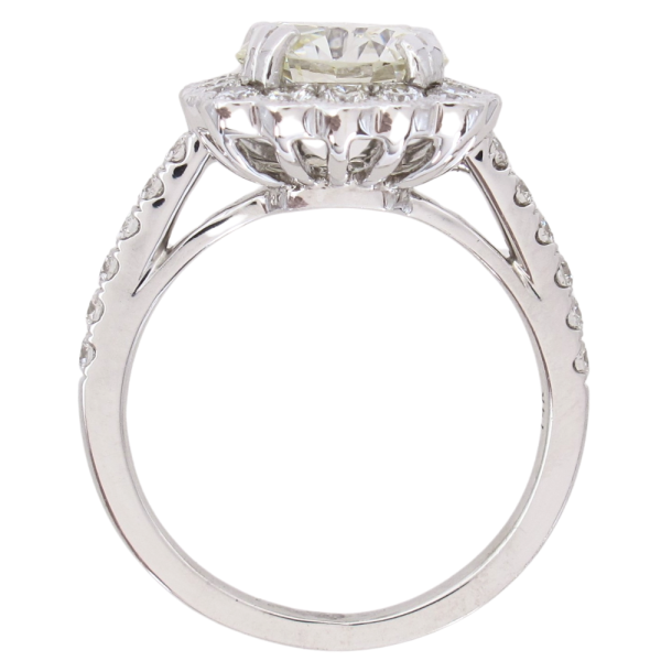 3.44ctw Diamond Scallop Halo Engagement Ring 14k White Gold GIA profile