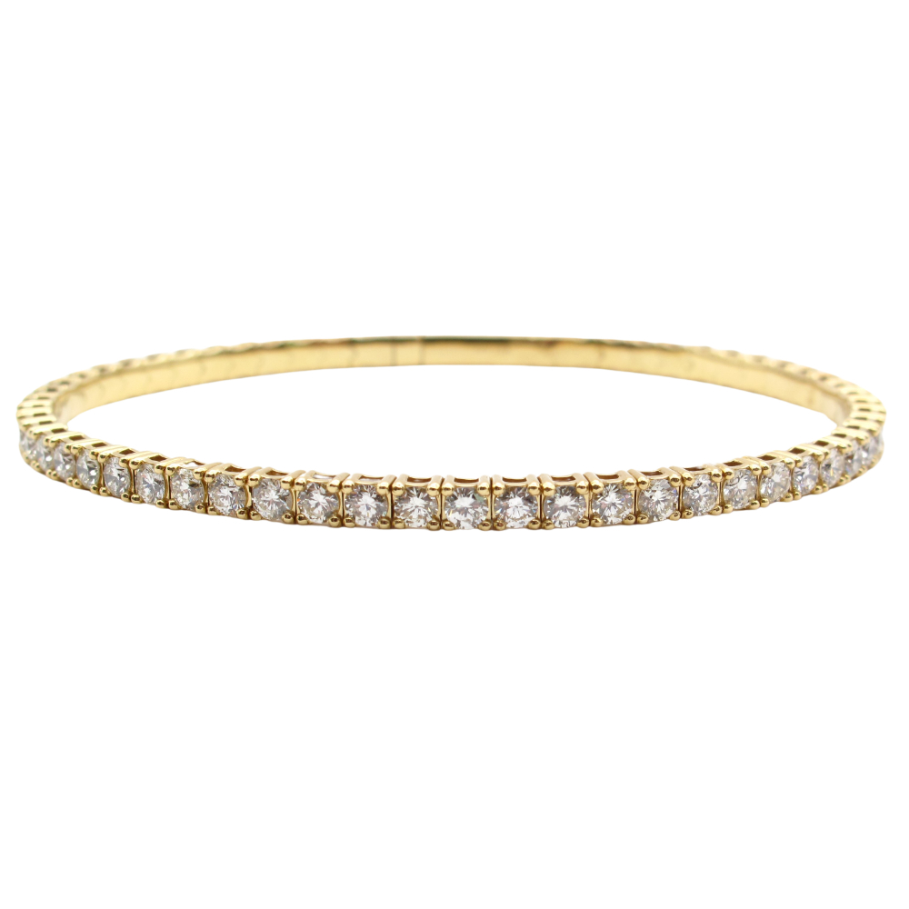 Flexible Diamond Tennis Bracelet Bangle 4.40 ctw 18k Yellow Gold