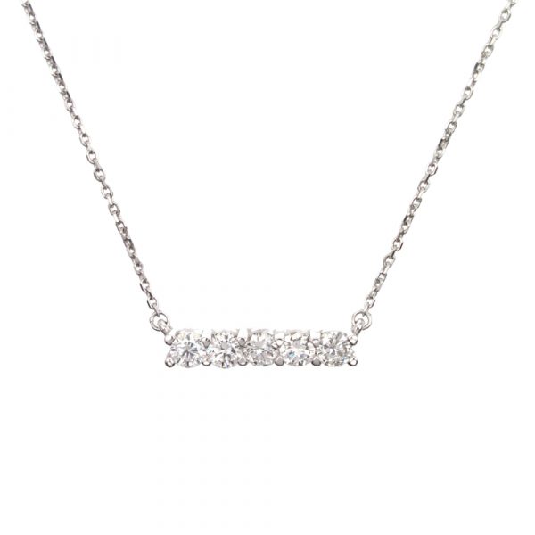 5 Diamond 1.50 carat Diamond Bar Necklace