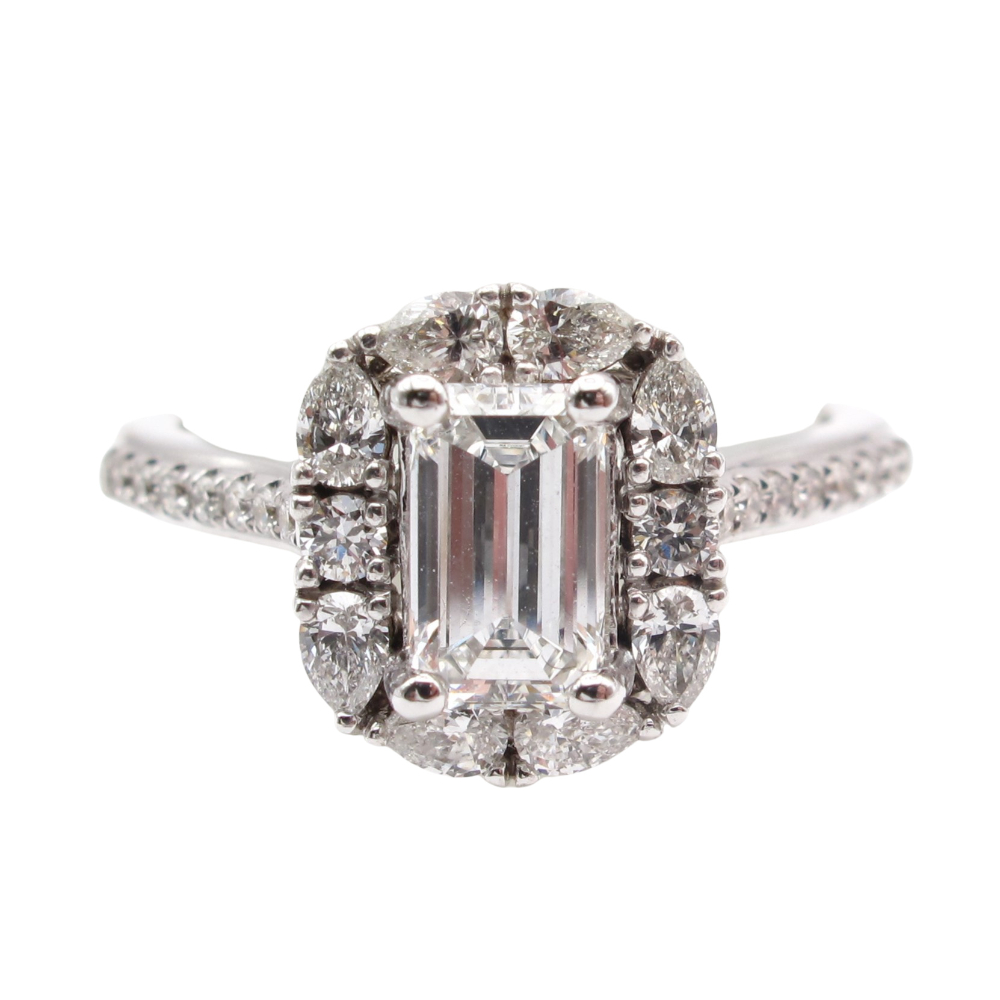 GIA Certified Halo Diamond Engagement Ring 1.32 ctw 14k White Gold