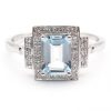 Aquamarine Halo Diamond White Gold Ring