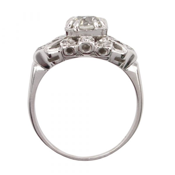 Art Deco 1 Carat European Diamond Engagement Ring Profile